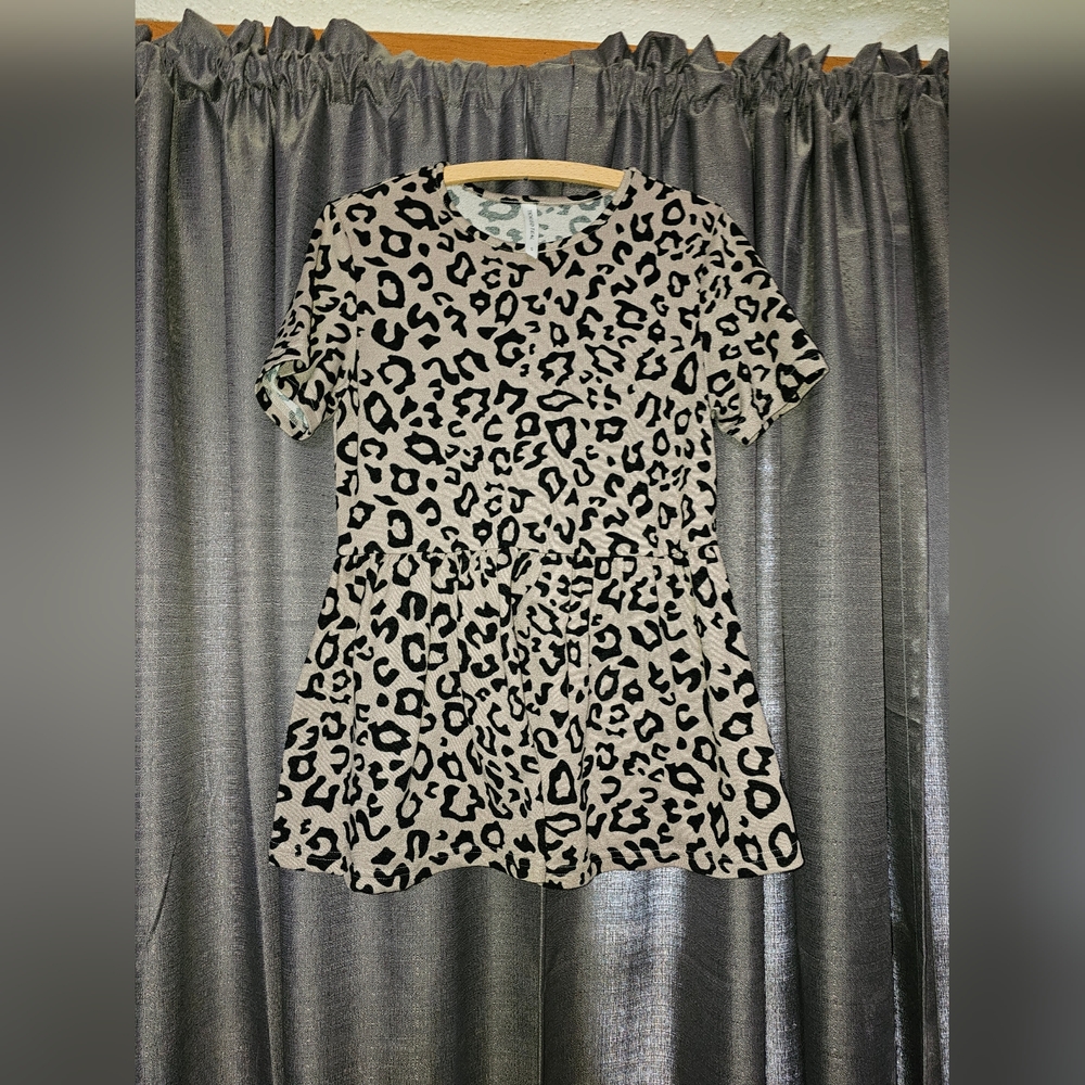 Tickled Teal Leopard Print Babydoll Peplum Top